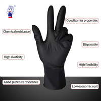 100 pièces de gants d'examen dentaire jetables en nitrile noir sans poudre, compatibles écrans tactiles, longueur 23 cm, pour usage manuel pur, économiques et sécurisés