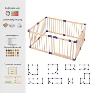 Parc de jeu pliable en bois pour bébé, grande clôture de sécurité intérieure, aire de jeu pour enfants, parc de jeu pour chambre d'enfant et extérieur - Product Image 1