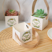 Boîtes en carton étanches en gros pour plantes succulentes, mini-plantes vertes et plantes en pot, décorées de rubans, en stock