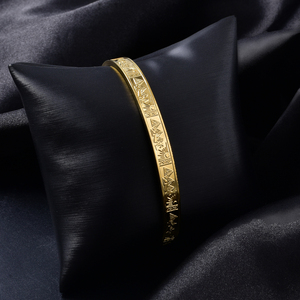 Zeadear fashion 18k gold <b>engraved</b> tribal geometric motif custom metallic elegant designer bulk stainless steel cuff bracelet - Product Image 5