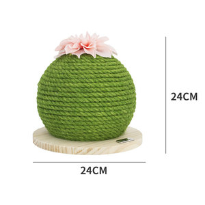 Rascador para Gatos de Bola de Sisal con Forma de Cactus, Base de Madera Sólida, Duradero para Gatos - Product Image 3
