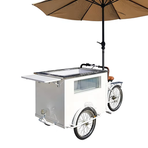 Modern Design 3 Wheel Trolley Fast Food Gelato Ice Cream Cart Coffee Cup Vending Kiosk Mobile Ice Cream Coffee Vending Cart - Product Image 1