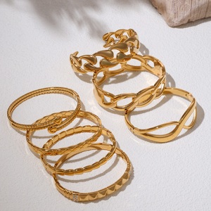 Aretas, joyería de lujo a la moda, pulsera al por mayor de acero inoxidable chapado en oro de 18 quilates, pulsera combinada para mujer - Product Image 2