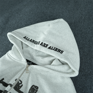 Sweat à capuche Streetwear 100% coton de haute qualité à épaules tombantes Sweat à capuche zippé imprimé <span class=keywords><strong>420</strong></span> Gsm Dtg - Product Image 3