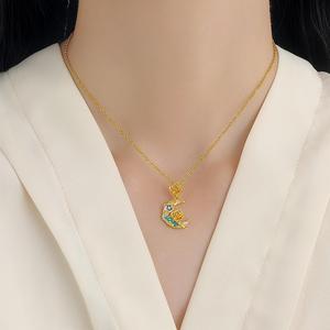 สร้อยคอจี้รูปกุหลาบใต้ดวงจันทร์ดีไซน์ทันสมัยและมีเฉพาะกลุ่มสำหรับผู้หญิงโซ่กระดูกไหปลาร้าอเนกประสงค์และคุณภาพสูง - Product Image 4