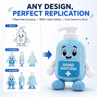 Peluche personnalisée désinfectante pour les mains, fabrication OEM/ODM directe usine, haute fidélité, cadeau d'hygiène en peluche, solutions de marque d'élite, plus un cadeau
