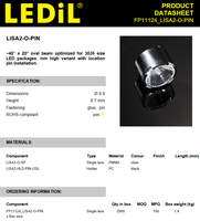 Assemblages de lentilles LED Ledils FP11124_LISA2-O-PIN en PMMA, support de lentille unique transparent 19x48 elliptique/ovale, éclairage LED adhésif
