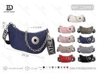 Borsa a tracolla a forma di luna, chiusura con cerniera in nylon, ornamento in metallo, motivo a lettere, borsa a tracolla alla moda per tutte le stagioni - Product Image 3
