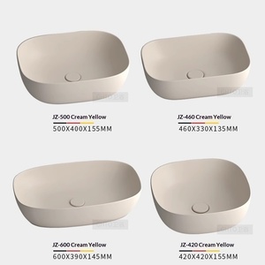 Lavabo <span class=keywords><strong>de</strong></span> Cerámica Creativo y Único, Estilo Crema Mate, con un Solo Orificio, para Baño o Balcón, Ovalado - Product Image 5