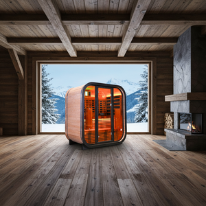 Sauna de Lujo para 3-4 Personas, Fabricada con Madera de Abeto Canadiense, con Ventana Panorámica, Terapia de Luz Infrarroja, para Jardín o Villa - Product Image 1