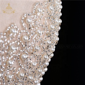 Apliques de novia cosidos hechos a mano a la moda de Pari, cuentas con forma Floral, decoraciones para vestido de novia, tipo de parche - Product Image 3