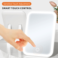 Miroir de beauté éclairé Portable écran tactile Dimmable miroir de courtoisie cosmétique pliant LED de table pour le rasage et les voyages