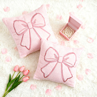 En gros, Housse de coussin de canapé matelassée en peluche avec nœud, en fibre de polyester, luxe léger, bicolore, pour la Saint-Valentin, avec fermeture éclair