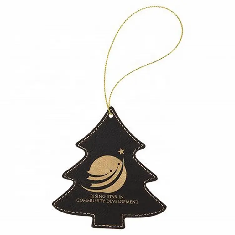 Custom Xmas Festival Gift Laserable Leatherette Christmas Ornament Hanging Decoration Personalized Christmas Tree Ornaments