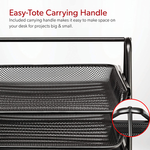 3-Tier đen kim loại lưới tập tin giá tổ chức Bàn thư Khay giấy tài liệu chủ cho văn phòng nhà trường - Product Image 6