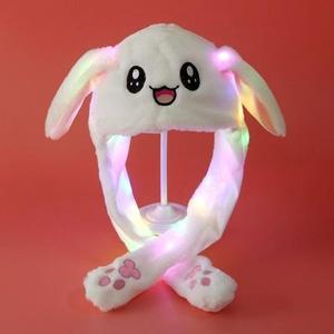 Bonnet lumineux LED EN71 en forme de lapin à longues oreilles mobiles, écologique, mignon, dessin animé, jouet en peluche doux, casquette en peluche Kawaii amusante - Product Image 5