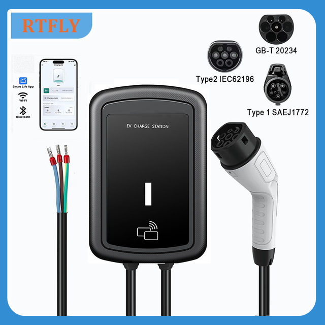 Home Use Smart App Control  1Phase 32A 7kw  AC Type 2 EV Charger Wallbox Electric Car Charging Station