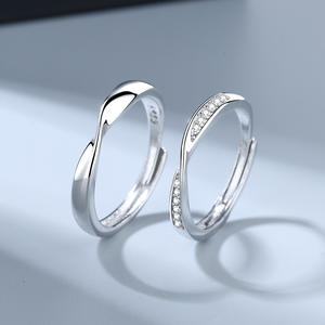 Sıcak satış ayarlanabilir açık çift yüzük nişan çift yüzükler kadınlar için düğün söz yıldönümü yüzüğü - Product Image 3