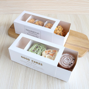 Wholesale Surprise White Square Custom Paper Packaging Cup Wedding Pop Donut Swiss Drawer Roll Christmas Cake Boxes with Clear