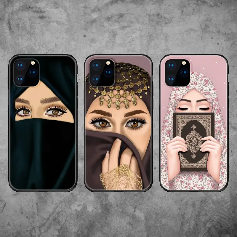 Müslüman Niqab arapça kızlar telefon iPhone için kılıf 12 13 11 Pro 7 artı 8 8 artı X XS Max XR yumuşak siyah TPU telefon kılıfı kapak Fundas