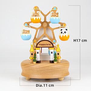 Caja de música de animales carrusel de madera Rueda de <span class=keywords><strong>la</strong></span> fortuna juguetes educativos para niños ODM OEM para exhibición - Product Image 2