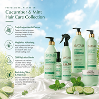 Shampooing et après-shampoing pour cheveux bouclés personnalisés en marque propre, ensemble de soins 6-en-1, menthe et concombre, hydratation intense, soins capillaires de salon