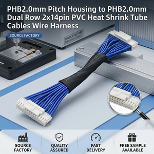 PHB2.0mm ピッチハウジングから PHB2.0mm デュアルロウ 2x14ピン PVC 熱収縮チューブケーブル ワイヤーハーネス - Product Image 1