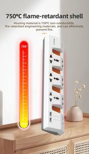 Regleta de Enchufes con Interruptor de Sobrecarga, 4 Puertos USB de Carga Rápida, Cable de Extensión Eléctrica, 13A 3000W para Uso en Oficina y Hogar, Novedad 2026 - Product Image 5