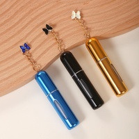 Atomiseur de parfum portable 5 ml à remplissage par le bas, flacon de voyage en aluminium avec pendentif papillon et fenêtre visible, mini flacon de parfum