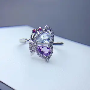 Fashion Cheap Solid Colour Cocktail Rings Real 925 Silver Large Women Amethyst Rings To Personalise