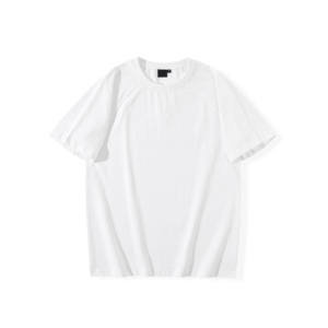 T-shirt décontracté en coton 100% vierge de haute qualité, personnalisable avec logo imprimé, blanc, col rond, tricoté, 210 grammes – Stock disponible - Product Image 3