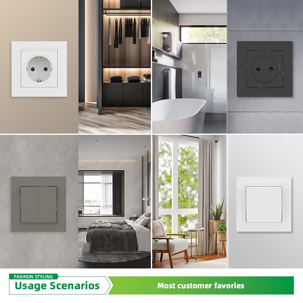 Manufacturer OEM Hot Sale High Quality Modern EU Switch Sockets European 1 Gang 2 Way Wall Switches and Sockets