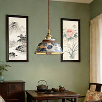 Lustre suspendu vintage en céramique chinoise, luminaire de plafond décoratif en forme de bol pour îlot de cuisine, salon, chambre à coucher, salle de séjour