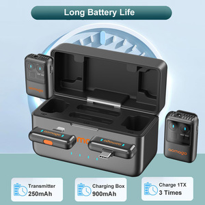 Siêu nhỏ gọn không dây LAV mic hệ thống với sạc trường hợp giảm tiếng ồn 170 mét phạm vi cho người sáng tạo nội dung iPhone Android - Product Image 2