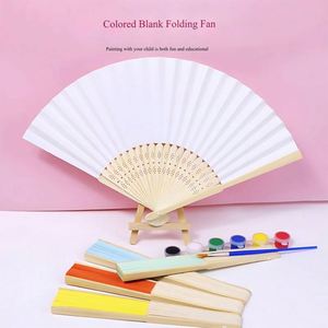 Abanico de Papel Blanco con Logotipo Personalizado, Abanico Plegable de Bambú, Abanico de Mano con Impresión, Abanico de Tela de Bambú para Bodas y Fiestas - Product Image 4