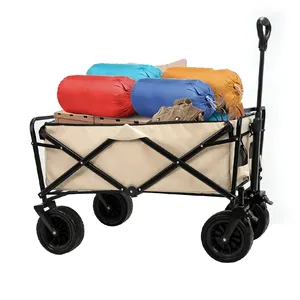 Chariot pliable à 4 roues pour le camping, chariot portable pliable à main pour la plage