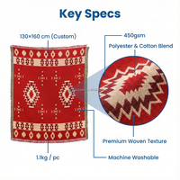 Manta Decorativa Tejida Jacquard con Diseño Geométrico del Suroeste, con Flecos, Estilo Kilim, para Uso en las Cuatro Estaciones, Decoración para Sofá y Cama, Logotipo Personalizado OEM