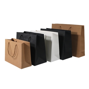 Bán buôn sang trọng Kraft Quà Tặng mua sắm túi giấy tùy chỉnh in Trắng Nâu xử lý cho quần áo vớ Màn hình in ấn bề mặt - Product Image 1