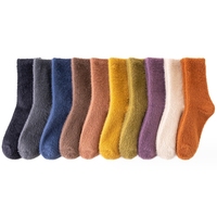 WUYANG FACTORY Ins hiver épais 2023 hiver couleur unie Faux vison laine dormir équipage chaud moelleux chaussettes pour les femmes