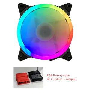 RGB 120mm doble anillo caja de la computadora de escritorio ventilador <span class=keywords><strong>PC</strong></span> caja de refrigeración por aire disipador de calor CPU Gaming Compatible Host caso ventilador de plástico - Product Image 4