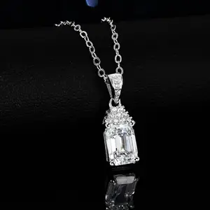 Hoyon S925 Sterling Silver Crushed Ice Cut Created Blue Topaz Gemstone Diamonds Fine Jewelry Pendant Necklace Wholesale