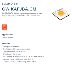 Resalte GW 1/2 CRI90 3000LM 26W Osrams Cob Blanco 2700K 3000K 3500K 4000K 5000K - Product Image 2