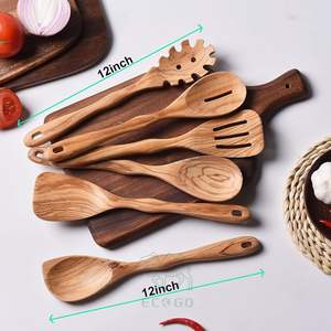 Juego de Utensilios de Cocina de 6 Piezas, Cucharas y Tenedores Largos de Bambú Acacia Modernos de 12 Pulgadas, Ecológicos, Sostenibles y Duraderos - Product Image 2