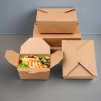 Boîte alimentaire jetable en papier kraft sur mesure pour sandwichs, salades, frites - Emballage commercial résistant à la graisse et à l'eau