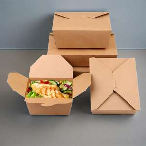 Caja de Papel Kraft Desechable de Tamaño Personalizado para Alimentos, para Sándwiches, Ensaladas y Papas Fritas, Resistente a la Grasa y al Agua, Embalaje Comercial - Product Image 6