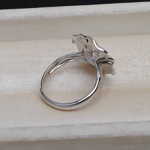 Bague baroque simple en argent S925 Wenchi, accessoires de bijoux DIY pour femmes, support vide pour grande perle (tailles 10-14), modèle chinois - Product Image 4