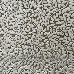 Thassos白大理石の葉デザイン白大理石モザイクタイル12X12ポリッシュ - Product Image 2