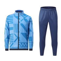 Survêtement de football bleu de qualité supérieure pour homme, veste d'entraînement en polyester
