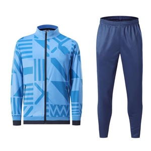 Best Quality Blue <strong>Tracksuit</strong> Jersey Training Men's Football Soccer Jacket <strong>Polyester</strong> Football <strong>Tracksuit</strong> - Product Image 2