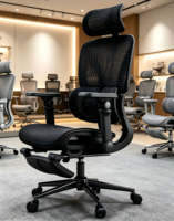 Fauteuil de bureau exécutif ergonomique moderne en maille avec appui-tête et accoudoirs réglables, pivotant à 360°, réglable en hauteur, pour usage hôtelier